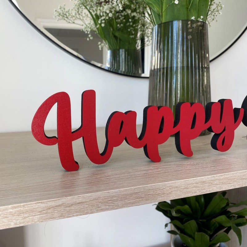 Luck and Luck Wooden Happy Diwali Sign Decoration, Hinduism Jainism