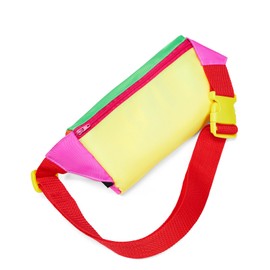 sissycos 80s Retro Neon Fanny Pack, 90s Accessories for Women Men Waist Packs, 2 Pockets Belt Waist Crossbody Bag, Adjustable And Lightweight, Neon Carnival, 9.5x4.5x2.3 inches