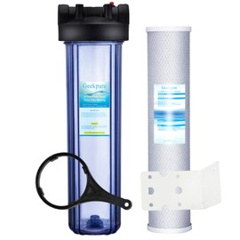 Geekpure Whole House Water Filtration System with 20-Inch Big Clear Housing and 4.5"x20" 5 Micron Carbon Block Filter-Pack of 2