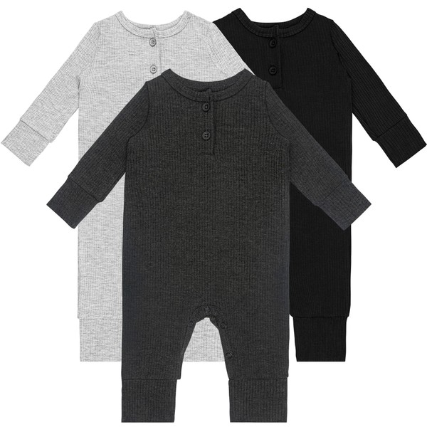 GUISBY Long Sleeve Baby Footless Pajamas with Buttons Cotton Sleepers