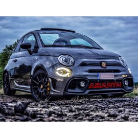 Lettering for Front Grille, Letters for FIAT 500 Grille, Original Style Decoration, Logo for Front Grille of Fiat Punto Evo, Fiat 595, Grille Customization (Red)
