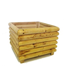 Master Garden Products MGP Square Log Wood Planter, 20'W x 14" H