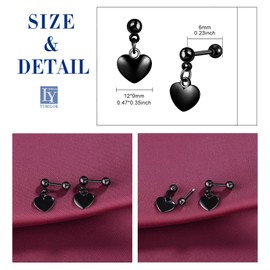 Yumilok Men's Earrings Stainless Steel Women's Stud Earrings Heart Pendant Piercing Cartilage Earrings for Women Girls Teenagers, Stainless Steel