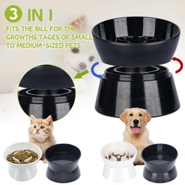 F FD Hub Tilted Raised Slow Feeder Bowl for Cats and Small & Medium Dogs, Raised Design Improves Posture, Spiral Inner Shape Prevents Fast Eating, Dishwasher Safe, 10 oz (Blue, L-Cats)