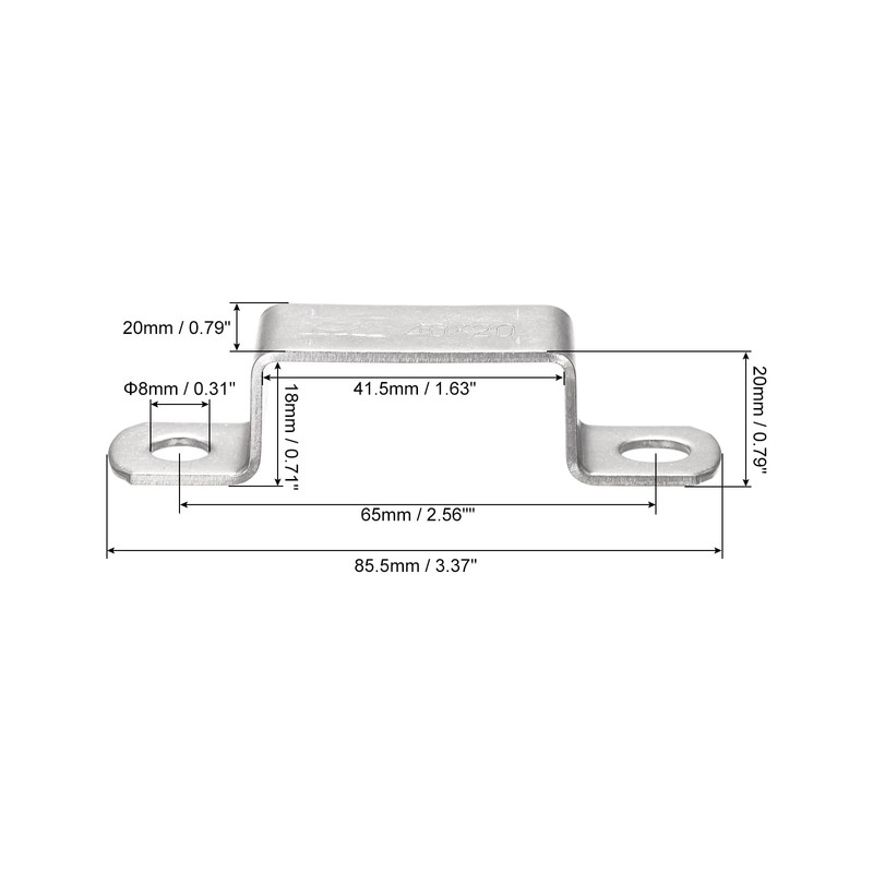 uxcell U Shaped Connector Bracket 18 x 41.5mm 304 Stainless