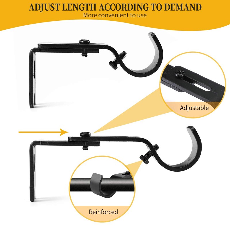 Anndason Heavy Duty Adjustable Curtain Rod Brackets Rod Holders Curtain