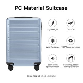 NINETYGO Carry on Luggage 22 X 14 X 9 Airline Approved, 20 Inch Lightweight suitcase for 3-5 Days Travel, Double Spinner Wheels, 100% Hardshell PC, TSA Lock