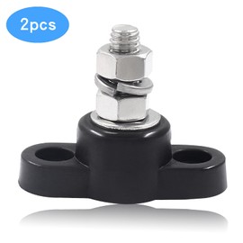BokWin 2 Pcs Battery Junction Posts Block 1/4 Inch Singe Stud Battery Junction Block M6 Power and Ground Junction Block 12V Power Junction Block for Auto Car Marine Boat