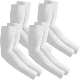 Kinwor Compression Arm Sleeves for Women Men Sun Screen UV Sleeves to Cover Arms UPF 50+, Cooling Arm sleeves for men women Outdoor Golf Baseball Biking 4 Pairs White