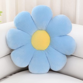 Sioloc Flower Pillow,Flower Shaped Throw Pillow Butt Cushion Flower Floor Pillow,Seating Cushion,Cute Room Decor & Plush Pillow for Bedroom Sofa Chair(Blue,15.7"), 1 Count (Pack of 1)