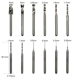 12PCS Carbide Mill Bit Sets, Metric End Milling Cutter Drill Bits PCB Milling Bits CNC Router Bits for Steel, Copper, PCB Mould 0.25mm~5.5mm