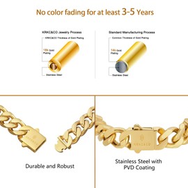 KRKC&CO 14mm Cuban Link Curb Bracelet for Men, 18K Gold Miami Bracelets, Durable Urban Street-wear Hip Hop (8.0 In), 𝐃𝐚𝐝 𝐆𝐢𝐟𝐭𝐬 𝐟𝐨𝐫 𝐅𝐚𝐭𝐡𝐞𝐫𝐬 𝐃𝐚𝐲