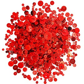 1600 botones rojos para manualidades, varios tamaños, botones rojos en rojo oscuro a granel, surtido de botones para manualidades