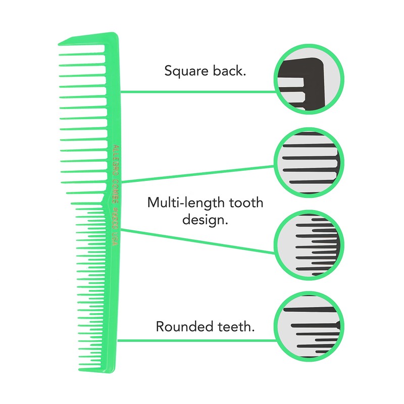 Allegro Combs 6000 Wide Tooth Vented Hair Combs - Set