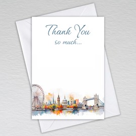 Thank You Card Pack with Envelopes/Thankyou Note Cards A6 Non-folded Thank You so much Postcards/Business Thank You Cards: City of London Skyline Thank You Cards (Pack of 50 with Envelopes)