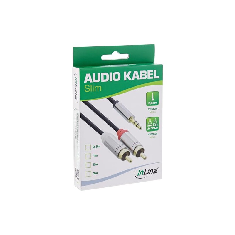 InLine Slim Audio Cable Jack 3.5 mm Male to 2