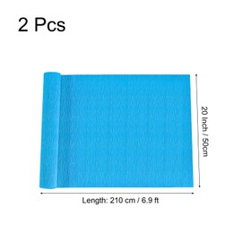 QUARKZMAN 2 Rolls Crepe Paper 50 x 210 cm Ruffle Paper Pastel Crepe Paper Tissue Paper Florist Crepe Paper for Crafts Decoration Gift Packaging Flowers Lake Blue