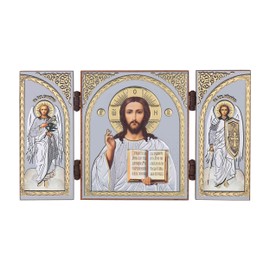 NKlaus - Jesus Christ - Icon Triptych Christian - Wooden Travel Altar Iconography 16875