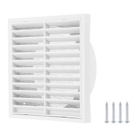 PATIKIL 6" Wall Vent, ABS Gable Vent Grille Louvered Square Louver Air Vent Cover with Screen Mesh for Exterior Wall AC HVAC Intake Exhaust Ventilation