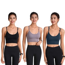 Evercute Cross Back Sport Bras Padded Strappy Criss Cross Cropped Bras for Yoga Workout Fitness Low Impact