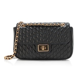 Karl Lagerfeld Paris Agyness Solid Shoulder Bag, Black/Gold