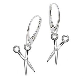 Scissors French Hook Earrings 925 Sterling Silver Women's Earrings Hairdressing Scissors Dangle Earrings, Sterling Silver, No Gemstone