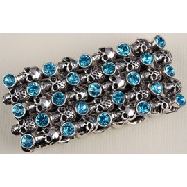 YACQ Women's Skull Stretch Cuff Bracelets - Elastic Band Fit Wrist 7 to 8 inch - Lead & Nickle Free - Women Biker Jewelry