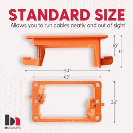 1 Pack Wall Plate Cable Pass Through with Bracket - In Wall Cable Management Kit - Recessed Cable Wall Plate Pair with Single Gang Low Voltage Mounting Bracket - Decorator Cover for Low Voltage Cables