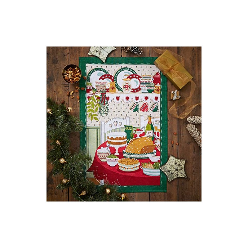 Ulster Weaver Turkey Festival Linen Tea Towel, Multi-Colour