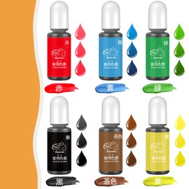 Aipende Food Pigment 6 Color Set Food Coloring Liquid Icing Color Red Confectionery Ingredients Decoration Cookie Icing Color (10ml) Bottle