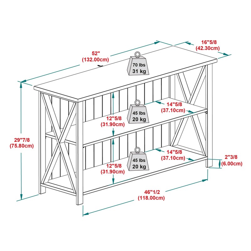 Walker Edison Solid Wood Farmhouse Storage Console, 30 Inch, White/Grey
