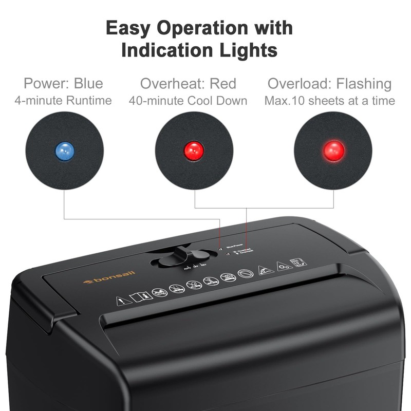 Bonsaii 10-Sheet Cross Cut Paper Shredder, 5.5 Gal Home Office