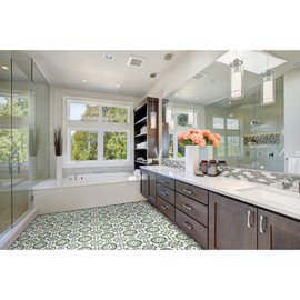 Retro Peel and Stick Vinyl Floor Tiles - Easy Installation, Beautiful Patterns - 20 Tiles/20 sq. ft. - Perfect for Kitchen, Bathroom, Foyer