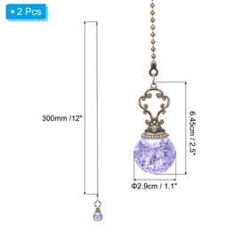 PATIKIL Ceiling Fan Pull Chain, 2 Pack 12" Decorative Ball Pendant Chain Extender Charm Extension Pull String for Ceiling Fans Light Lamp, Purple
