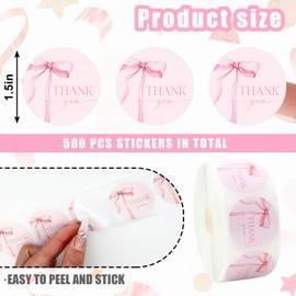FYSUIMU 1000Pcs Pink Bow Thank You Sticker Watercolor Bowknot Paper Decal Coquette Cute Seal Sticker Label for Bachelorette Party Supplies, 1.5 in