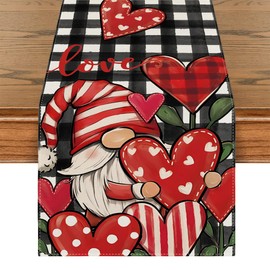 Linen Watercolor Valentines Day Table Runner Galentines Day Tablelcoth Valentines Day Decorations for Home Party