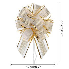 TOP-VIGOR 10pcs 7 Inch Large Pull Bow, Gift Wrapping Bows Ribbon Organza Bows for Wedding Baskets Presents Christmas Valentine's Day Birthday Gift Decorations, Cream White