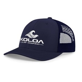 Joe's USA Koloa Surf Wave Classics Retro Trucker Cap - Mesh Snapback Hat-Navy