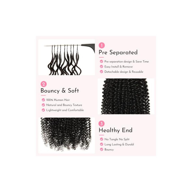 WOWANGEL Kinky Curly Crochet Hair Extensions,14 Inch,Natural Black,1 Pack