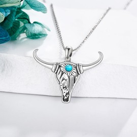 JERWLI 925 Sterling Silver Animal Pendant Necklace, Cute Animal Jewelry Gift for Women and Girls, Sterling silver, Turquoise