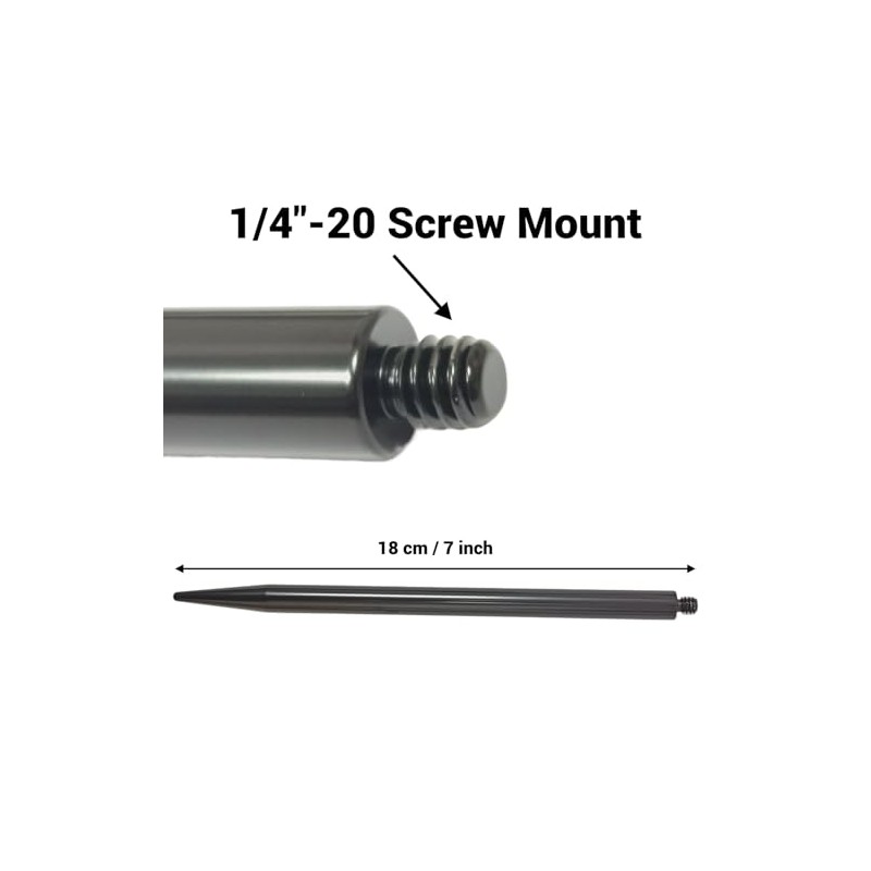 Ground Metal Spike Stake for Monopod Selfie Stick, 7 Inches