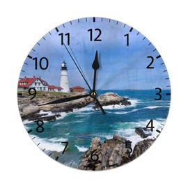 Mount Hour Home Decor Lighthouse Round Wall Clock Acrylic Silent Non Ticking Decorative Clocks for Living Room Kitchen