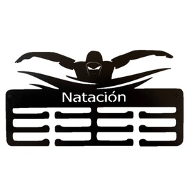 Dycmetal - Medallero de natación para Pared Color Negro, Colgador de Metal para medallas de natación, Soporte de Pared para medallas (Mariposa)