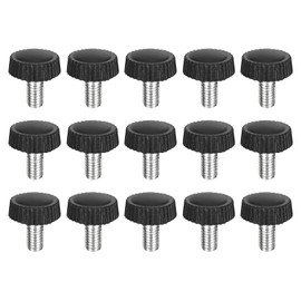 uxcell 25Pcs M5-0.8x8mm Threaded Knurled Thumb Screws, Zinc Plated Carbon Steel Clamping Knobs Grip Plastic Round Head Thumbscrews for Quick Remove Screws Clamping Screws, Black