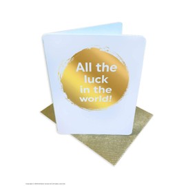 Brainbox Candy - Good Luck Card For Him Her - 'All The Luck In The World' - Perfect For Friends Son Daughter Niece Nephew Boyfriend Girlfriend Small Gold Foiled Card