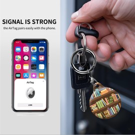AKPZV air tag Holder with Anti-Scratch Protective Cover,Securely Attach to Your Keys,Bag or Pet Collar(Bookshelf)
