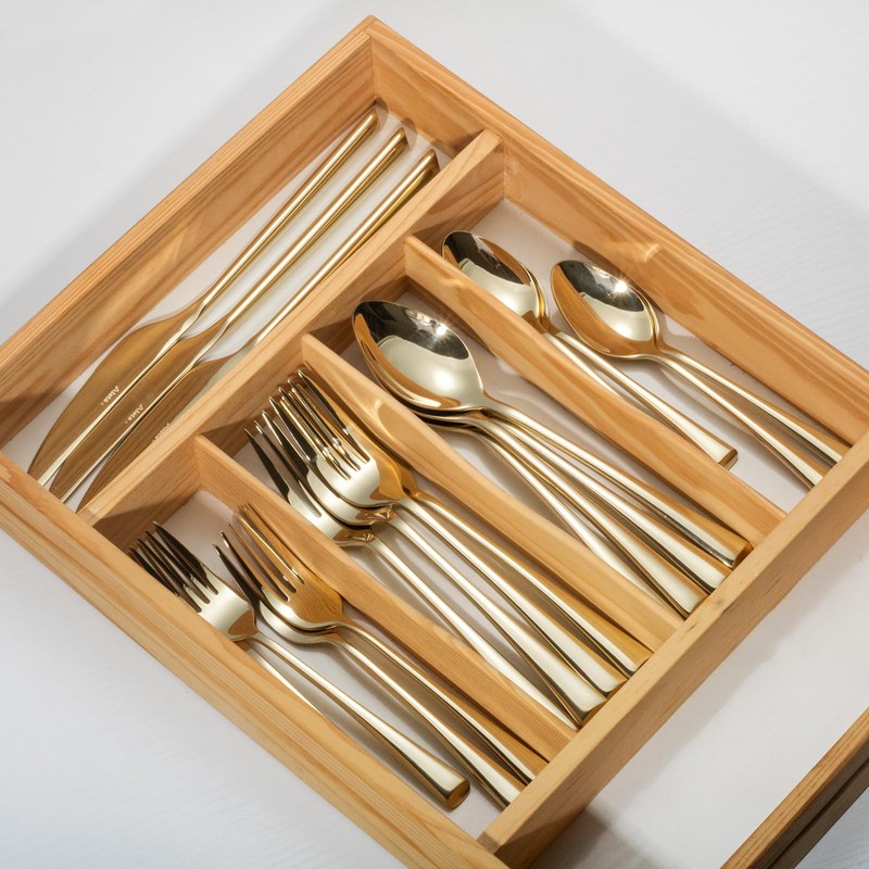 Alata Bailey Champagne Gold 20-Piece Forged Stainless Steel Flatware Set