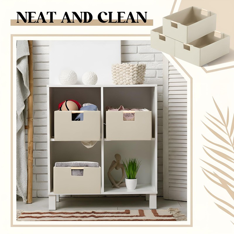 Cinnvoice 3 Pack Fabric Storage Bins for Closet Shelves, 15