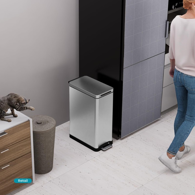 Home Zone Living 12 Gallon Slim Kitchen Trash Can with