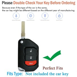 SANRILY Luminous 3 Button Flip Key Fob Cover Case Fit for Jeep Wrangler JL Fit for Gladiator JT 2018 2019 2020 Accessories Keyless with Leather Keychain Black